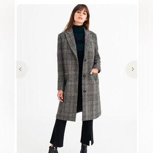 Petite Studio NYC Jane Wool Coat Women’s in Black and Gray Plaid